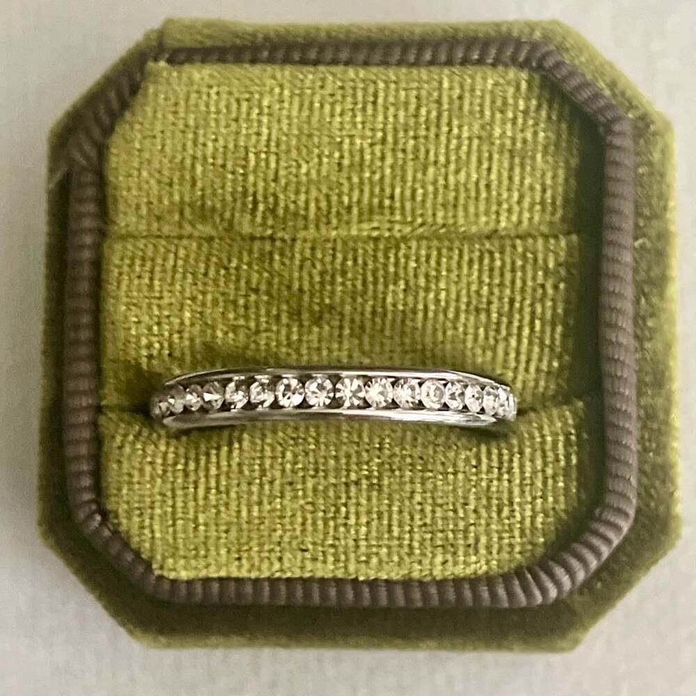 Cubic Zirconia Diamond Channel Set Band Ring White Gold Plated Band Size 14